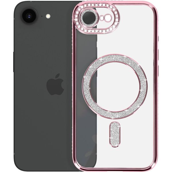 Avizar, Custodia Diamond Per Iphone 16E Magsafe Con Bordo In Strass, Oro Rosa-image