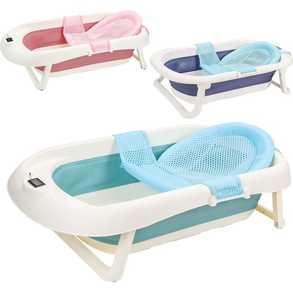 Clanmacy Baby Bath Neonato Pieghevole Sensore Di Temperatura Per Il Bagnetto, Verde-image