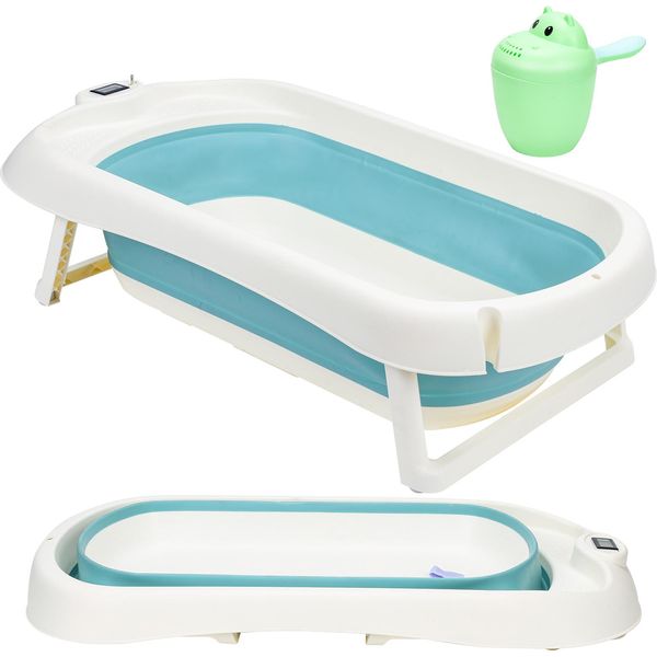 Jayseuw Vasca Da Bagno Pieghevole Per Bambini 83 Cm Vasca Da Bagno Antiscivolo Per Bambini, Verde-image