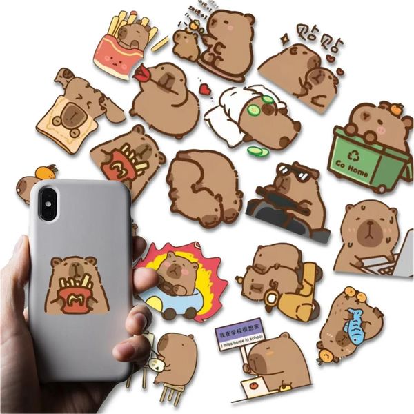 Edibazzar | Adesivi Capibara, 70 Pezzi, Colorati, Cartone Animato, Fai Da Te Per Bambini-image