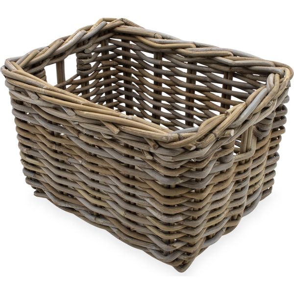 Cestino In Rattan Con Manico - Circa 34X24X20 Cm - Cestino Decorativo In Legno (Piccolo)-image
