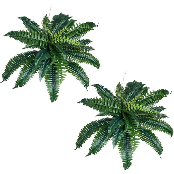 Vevor Felci Artificiali, 2 Pezzi, Diametro 80-86 Cm, Felce Artificiale Di Boston, Decorazione Murale Con 30 Rami, Felce Artificiale Per Casa E Ufficio (Vaso Da Fiori Non Incluso)-image
