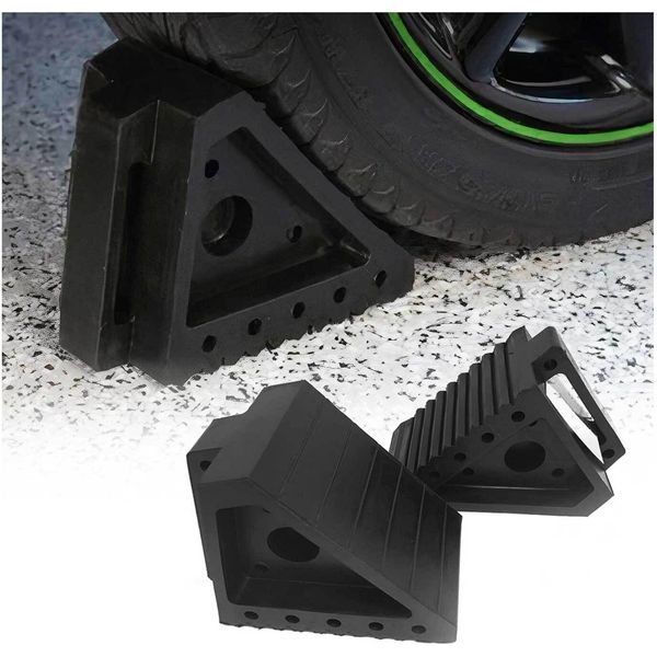 Cunei Per Ruote Con Maniglia Nero Cunei Per Ruote Cunei Per Auto 2 Pezzi-image