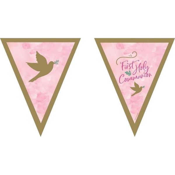 Amscan - Festoni, Prima Comunione - Fiocco, Nastro SG38533 (Taglia Unica) (Rosa)-image