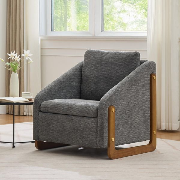 Poltrona, Poltrona D'accento Per Soggiorno, Poltrona Lounge, Sedia Moderna, Grigio-image