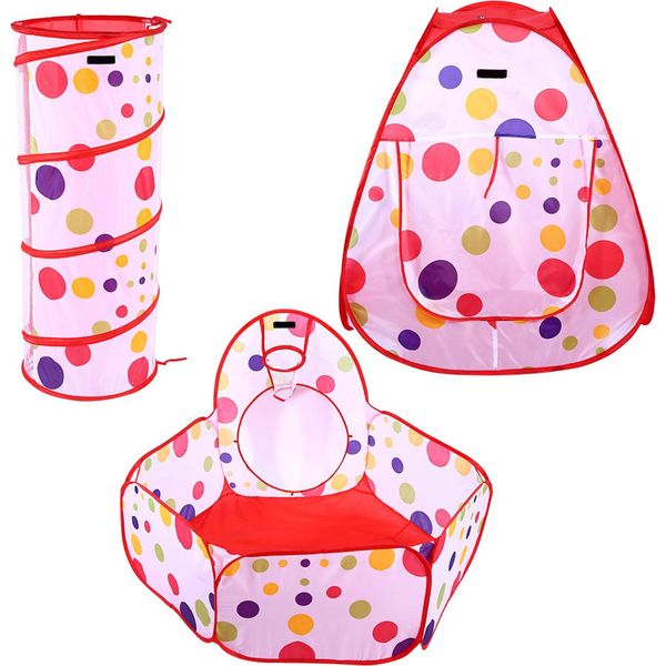Set Di 3 Tende Da Gioco Con Tunnel E Piscina Di Palline, Pieghevole, Per Bambini, Per Interni Ed Esterni-image
