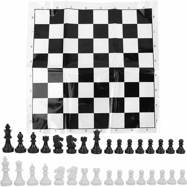 Set Di Scacchi Portatile In Plastica, Scacchiera Internazionale Per Viaggi E Giochi Di Società, Bianco-image