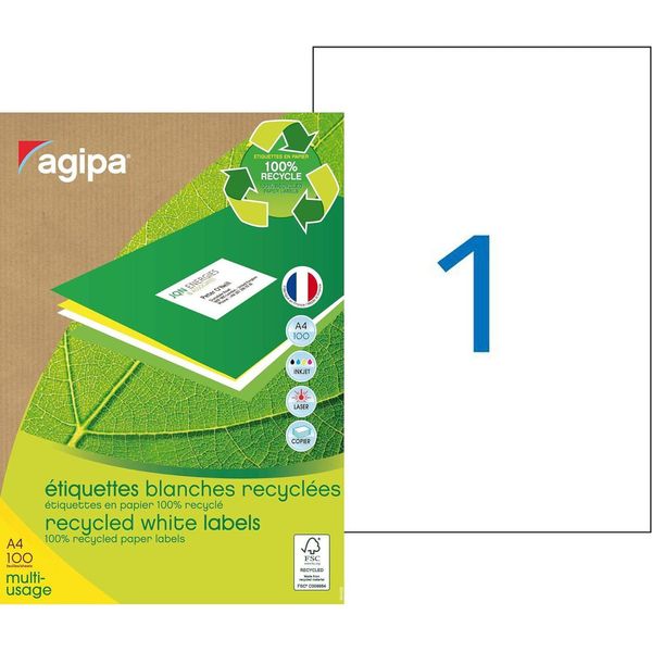 Etichette Multiuso Per Il Riciclaggio Agipa, 210 X 297 Mm, Bianco-image