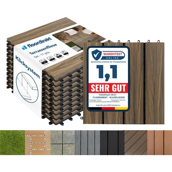 Piastrelle Piastrelle Per Terrazze Piastrelle Per Balconi Piastrelle Resistenti Alle Intemperie Mix Teak 30X30 Cm 11 Pezzi (1M²)-image