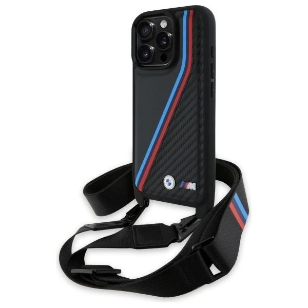 Bmw Bmhcp16L23Psvtk Iphone 16 Pro 6.3 Czarny/Nero Custodia Rigida M Edition Carbon Tricolor Lines & Strap-image