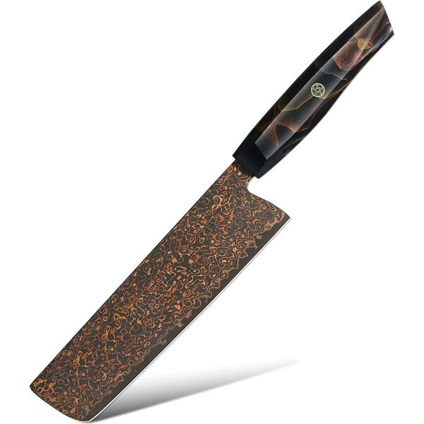 Coltello Da Cucina Damasco KU-37388 - Nakiri/Nero/Marrone KP37388-image