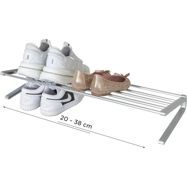 Schuhregal Ruco, Silber (Silberfarben), Aluminium, Regale, Schuhregal, Schuhstapler, Breitenverstellbar, FüR Bis Zu 6 Paar Schuhe, Aluminium-image
