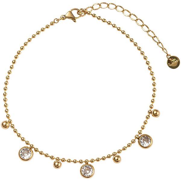FußKette Mit AnhäNger Firetti "Schmuck Geschenk KöRperschmuck Kreise Kugeln", Gold (Gelbgoldfarben, Kristallweiß, Kristallweiß), FußKetten, Damen, Edelstahl, Mit Zirkonia (Synth.)-image