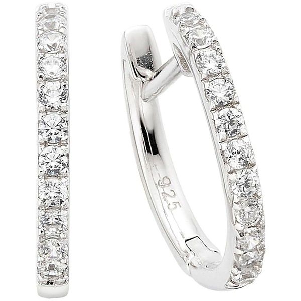 Paar Creolen "Schmuck Geschenk Ohrschmuck Ohrringe", Silber (Silberfarben, Kristallweiß, Kristallweiß), Aniston Jewelry & Watches, Ohrringe, Damen, 16Mm, Silber 925 (Sterlingsilber), Mit Zirkonia (Synth.)-image
