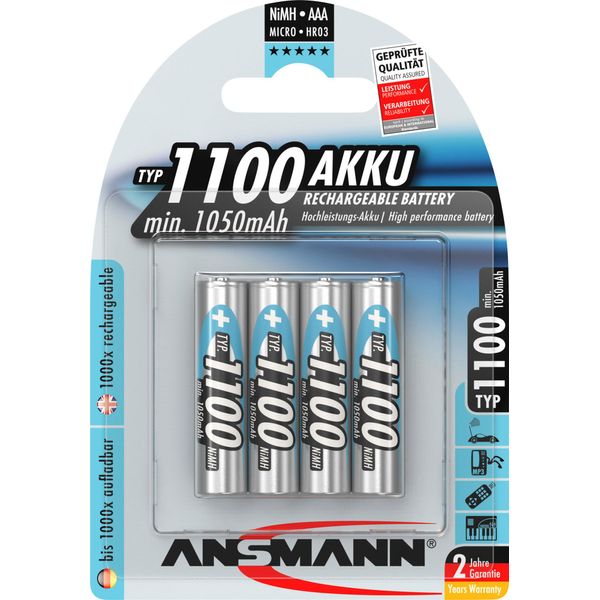 Ansmann Micro - Batteria 4 X Tipo Aaa - Nimh - (Ricaricabile) - 1100 Mah-image