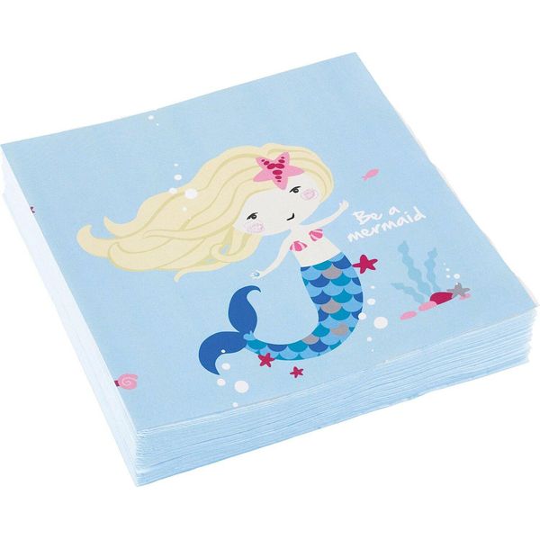 Amscan 9903033 Tovagliolo A Tema Be A Mermaid - 20 Pezzi, 33 X 33 Cm-image