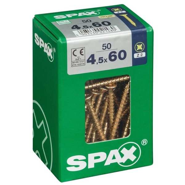 Set Di 50 Viti In Acciaio A Testa Svasata Pozidriv Spax, Diam.4,5 Mm X L.60 Mm-image
