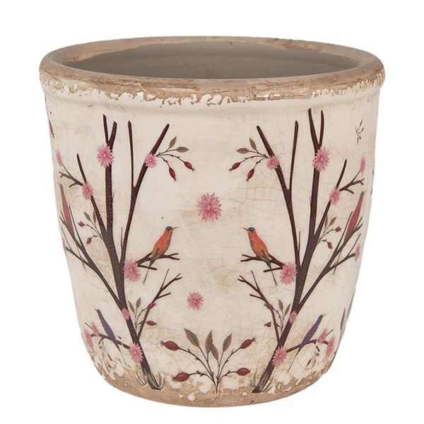 Vaso Da Fiori Clayre & Eef Ø 14X13 Cm Rami In Ceramica Beige Marrone-image