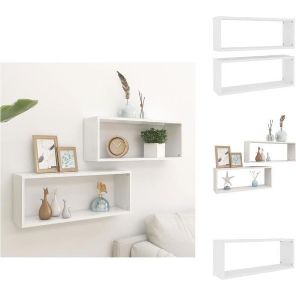 Vidaxl Mensole A Cubo 2 Pz. Bianco 60X15X23 Cm Materiale A Base Di Legno - Mensole A Muro-image