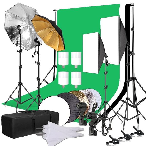 Set Fotografico, Ombrelli Softlight, Stativi Luminosi Regolabili, Set Per Studio Fotografico-image