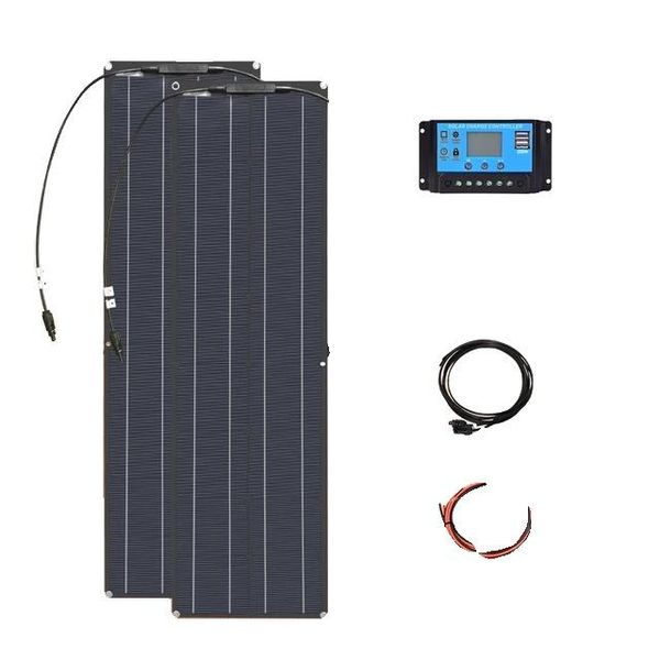 Pannello Solare Flessibile, Silicio Monocristallino, Caricabatterie Da 12 V, Kit Solare 100W-image