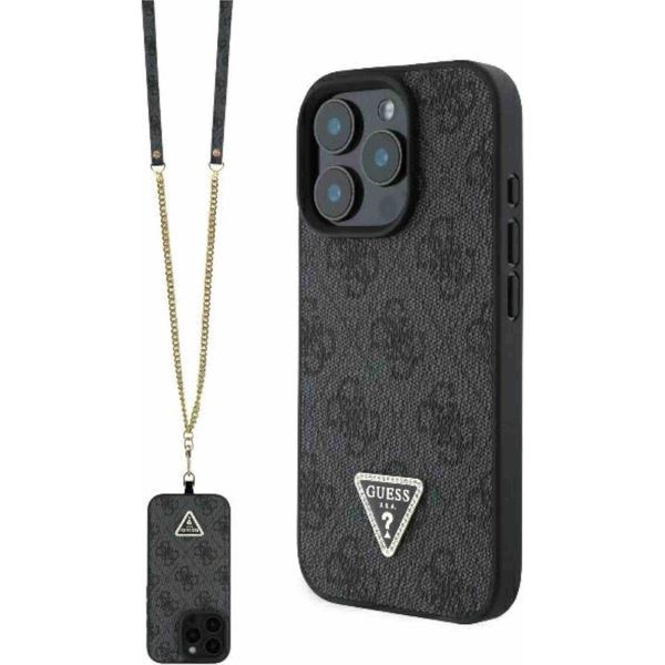 Guess GUHCP16LP4TDSCPK Iphone 16 Pro 6,3" Nero Custodia Rigida In Pelle Logo Strass Crossbody Protettiva"-image