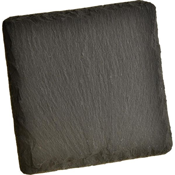 Sottobicchiere In Ardesia Naturale Quadrato 10X10Cm Nero Set Di 6 Per Bicchieri E Decorazioni-image
