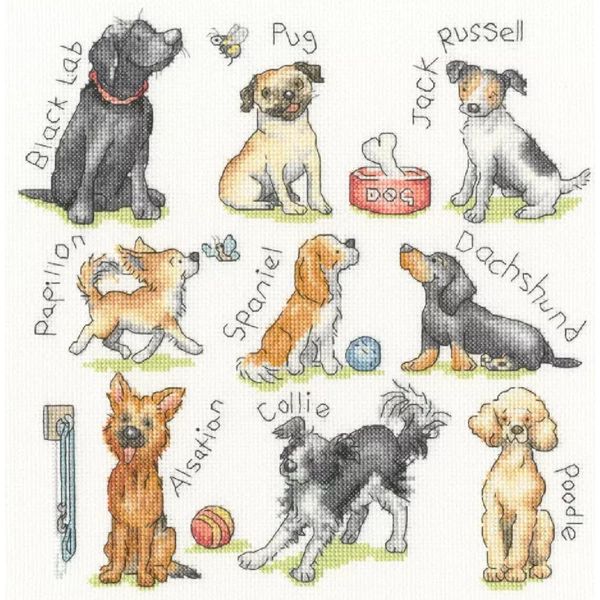 Confezione Da Ricamo A Punto Croce Bothy Threads "Woof!"", Schema Contato, XKG16, 26X26Cm"-image