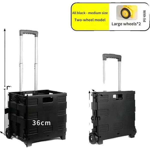 Carrello Da Trasporto Pieghevole, Grande Capacità, Struttura Robusta, Design Salvaspazio, Nero-image
