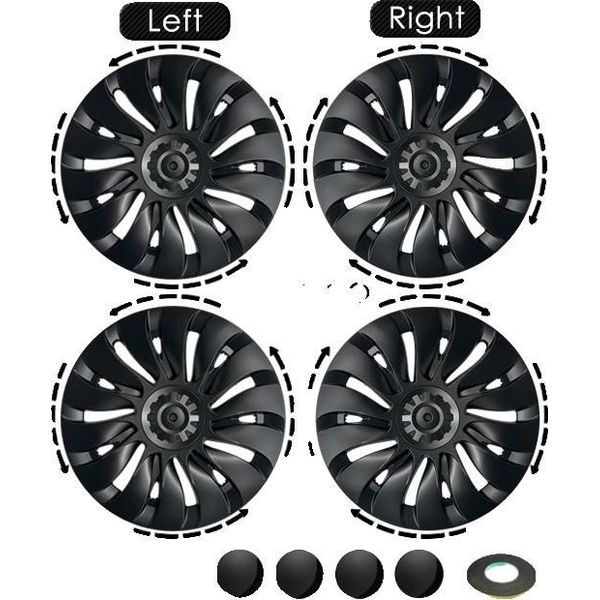 Coprimozzi Per Tesla Model Y, 19 Pollici, Design Simmetrico, Abs Di Alta Qualità, Nero Opaco Lr-image