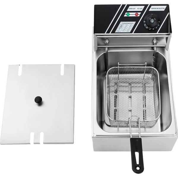 Friggitrice Elettrica, Capacità 6L, Potenza 2500W, Intervallo Di Temperatura 60-200℃, Argento-image