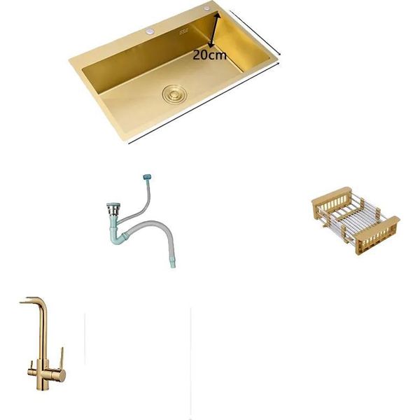 Lavello Da Cucina Golden, Vasca Singola, Da Appoggio, Rettangolare, 53X43 F-image