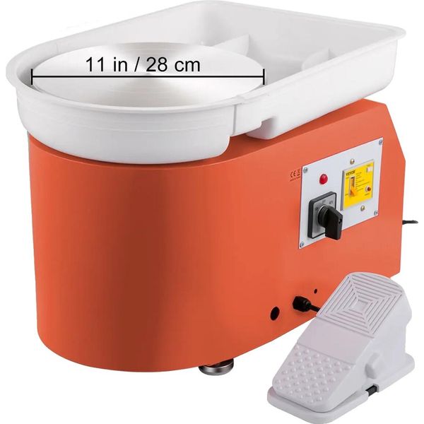 Tornio Elettrico, Potenza 350W, Piatto Girevole Da 11 Pollici, Velocità 0-300 Giri/Min, Arancione-image