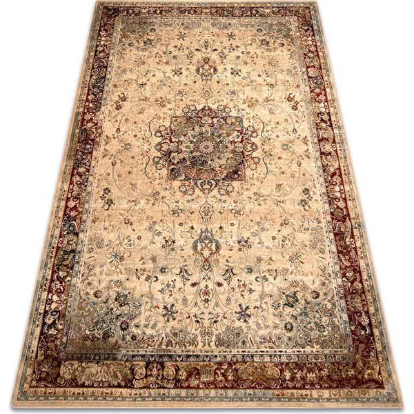 Tappeto Di Lana Polonia KORDOBA25 Rosetta, Cadre Rubino Chiaro Beige 170X235 Cm-image