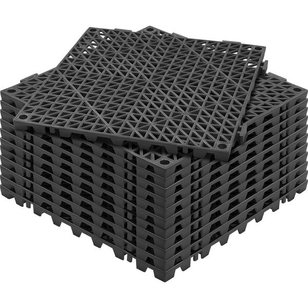 Vevor Piastrelle Ad Incastro 12 Pz. Piastrelle Per Pavimenti Piastrelle Per Pavimenti Drenanti, Piastrelle Per Pavimenti 30 X 30 Cm Piastrelle Per Pavimenti Quadrati Per Esterni Terrazza Piastrelle Per Pavimenti In Pvc Bagno, Toilette Nero-image