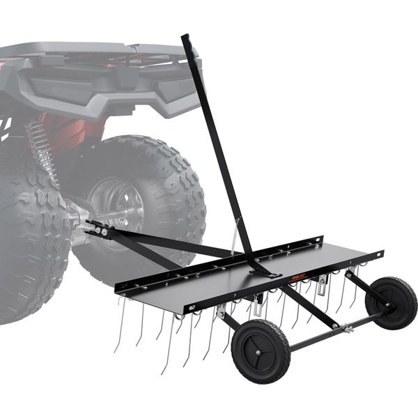 Arieggiatore Vevor, Arieggiatore Da 1219 Mm Con 24 Denti In Acciaio A Molla, Arieggiatore Per Atv O Tosaerba, Rastrello Con Maniglia Di Sollevamento Per Il Giardino, La Fattoria E L'erba-image