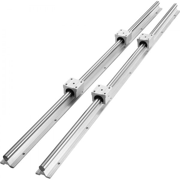 Guida Lineare Acciaio Al Carbonio-Alluminio Guida Lineare - 4 Pezzi SBR20UU Blocchi Di Scorrimento - Cuscinetto Lineare Blocco Cuscinetto - 2 Pezzi Sbr20-1200Mm-image