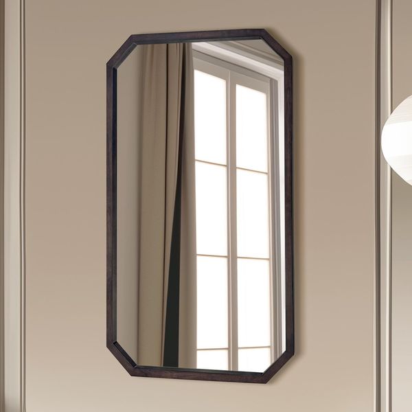 Wisfor Specchio Artloge Specchio Da Parete Specchio Da Bagno Specchio Da Corridoio Specchio Da Appendere In Legno Massiccio 70 X 120 Cm Colore Noce Nero Vintage 9,6 Kg-image
