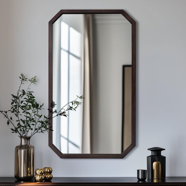 Wisfor Specchio Artloge Specchio Da Parete Specchio Da Bagno Specchio Da Corridoio Specchio Da Appendere In Legno Massiccio 50 X 80 Cm Colore Noce Nero Vintage 4,8 Kg-image