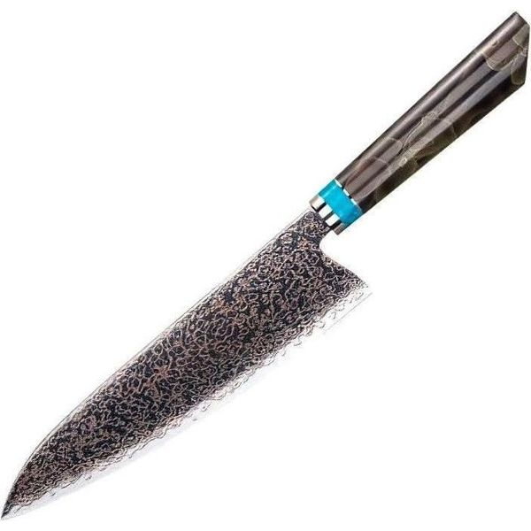 Coltello Da Cucina Damasco ZE-37411 - Chef/Brown/Blue KP37411-image