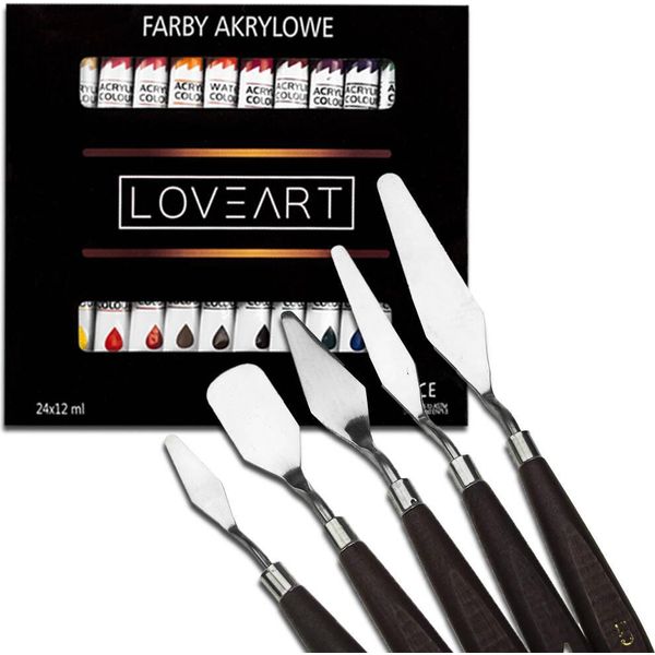 Loveart Colori Acrilici 24X12Ml Spatole Per Pittura 5 Pezzi-image