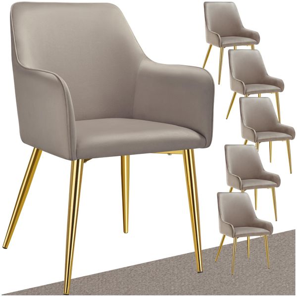 Tectake® Armlehnstuhl, In Samtoptik, Gepolstert, Schlanke, Pulverbeschichtete Stahlbeine, 55 X 63,5 X 86,5 Cm-image