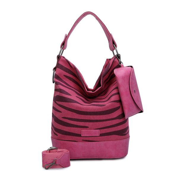 Fritzi Aus PreußEn Borsa A Tracolla Canvas Izzy07 Olga Hobo Bag Zebra Pink Rosa-image