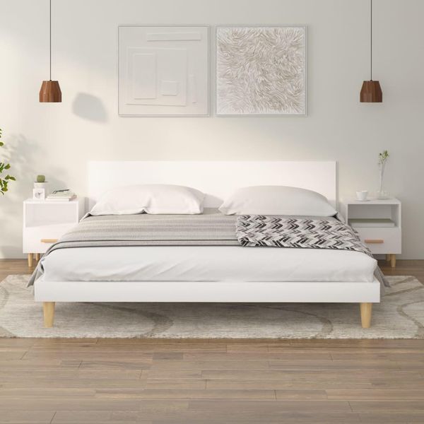 The Living Store Comodini 2 Pz. Bianco 40X35X47 Cm-image
