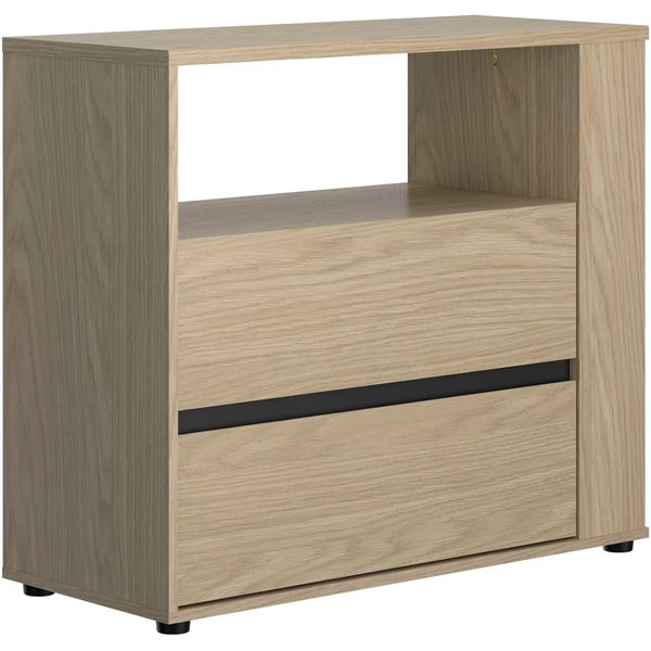 Kommode Gami "Nael", Rookwood Eiche Nachbildung, B:94Cm H:82Cm T:40Cm, Holzwerkstoff, Sideboards, Kommode, Kommode 2 Schubladen-image