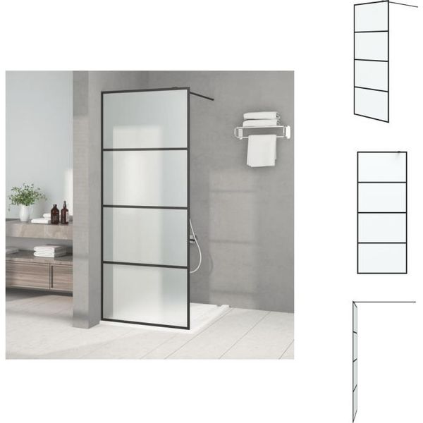 Vidaxl Schermo Doccia Per Cabina Doccia Nero 80X195 Cm Esg Satinato - Schermi Doccia-image