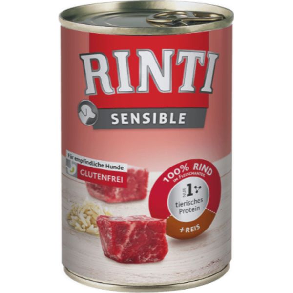 Rinti 400Gx12 Sensitive Beef & Rice Tin-image