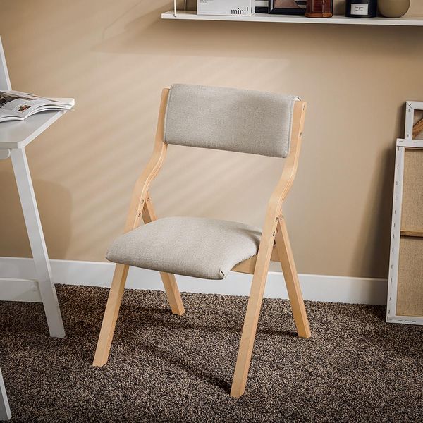 Sobuy Sedia Pieghevole Imbottita In Legno - Sedia Ergonomica Da Cucina E Da Pranzo, Pieghevole E Salvaspazio, Completamente Assemblata Grigio FST40-HG-image