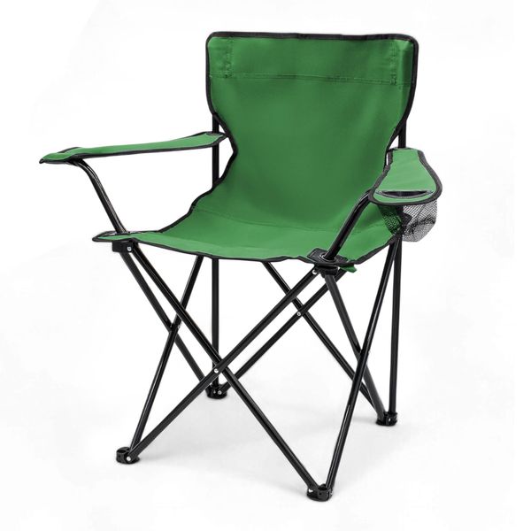 Sedia Da Campeggio Con Portabicchieri - Verde - Giardino Spiaggia Campeggio Pesca Sedia Pieghevole Con Borsa Di Trasporto-image