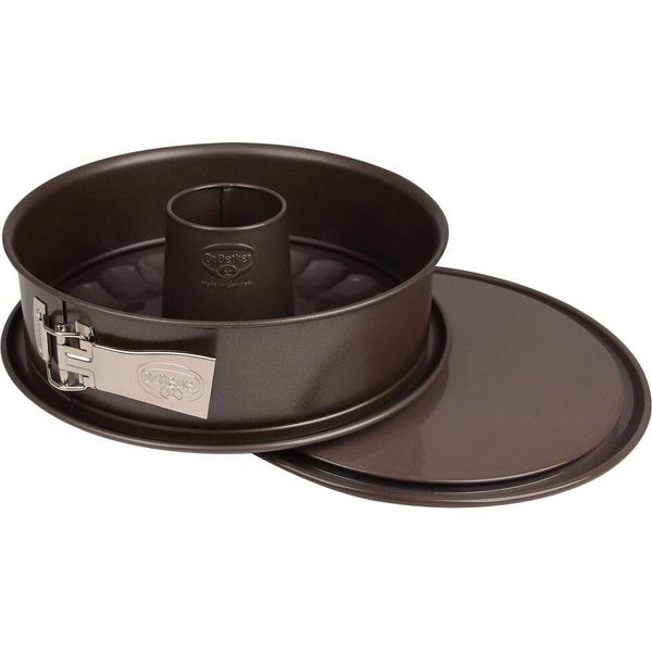 Teglia Dr. Oetker Ø 28 Cm, Teglia Rotonda Della Serie Baking Edition In Acciaio Con 2 Basi - Base Piatta E Base Tubolare Con Rivestimento Antiaderente (Colore: Marrone)-image